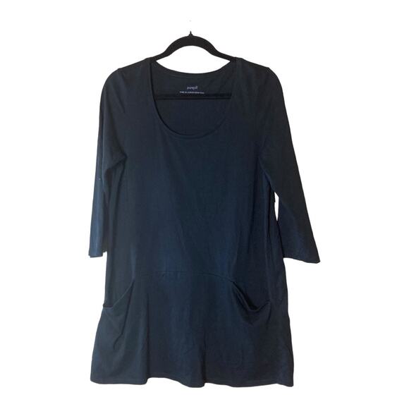 Purejill Curved Seam Tunic with 2 Pockets Black Size Small - Picture 2 of 9